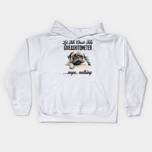 Dog Checking Its Giveashitometer funny design Kids Hoodie